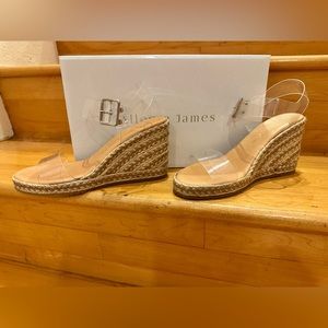 NWT Allegra James Maeve Vinyl Ankle-Strap Wedge Espadrilles. Size 6
